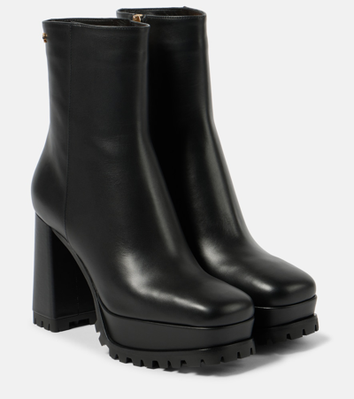 Shop Gianvito Rossi Vitello Glove Leather Ankle Boots In Black