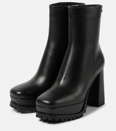 Shop Gianvito Rossi Vitello Glove Leather Ankle Boots In Black
