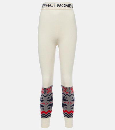 Shop Perfect Moment Nordic Intarsia Wool Leggings In White