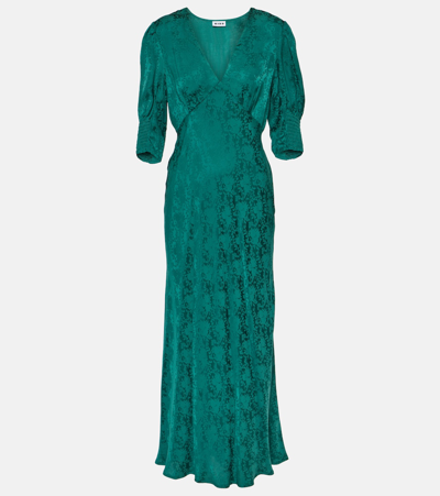 Shop Rixo London Zadie Floral Jacquard Crêpe Midi Dress In Green