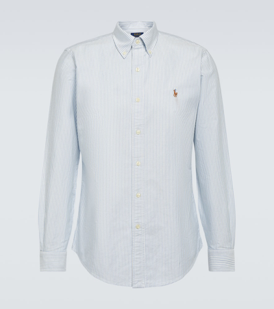 Shop Polo Ralph Lauren Logo Cotton Oxford Shirt In Blue