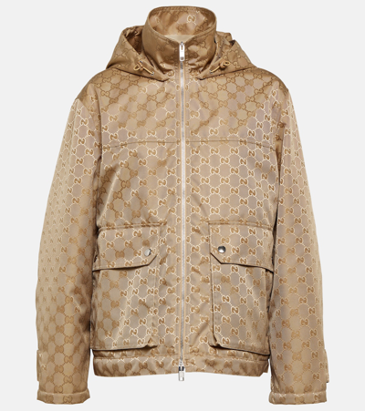 Shop Gucci Gg Canvas Jacket In Brown