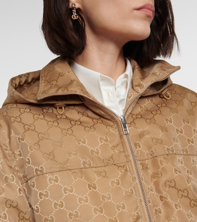 Shop Gucci Gg Canvas Jacket In Brown