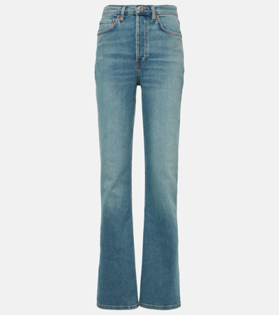 Shop Re/done 70s High-rise Bootcut Jeans In Blue