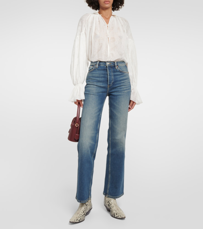 Shop Re/done 90s High-rise Straight Jeans In Blue