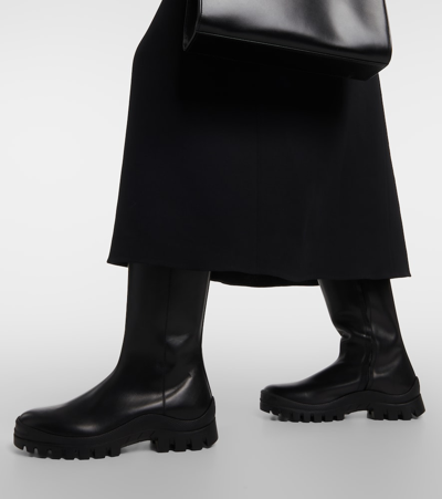 Shop The Row Greta Leather Rain Boots In Black