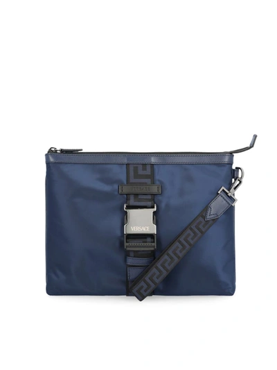 Shop Versace Handbags In Black+ruthenium