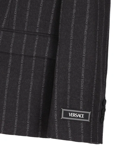 Shop Versace Jackets In Charcoal Melange