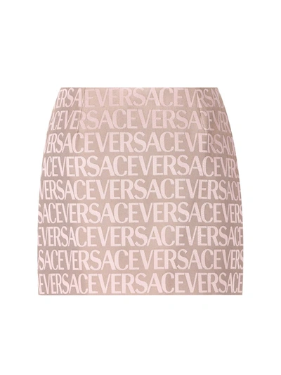 Shop Versace Skirts In Pink Beige
