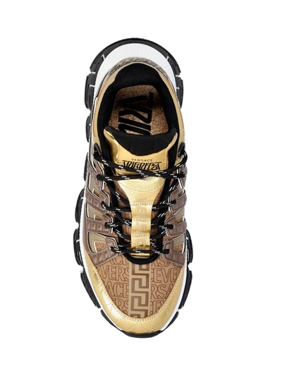 Shop Versace Sneakers In Gold+ Brown