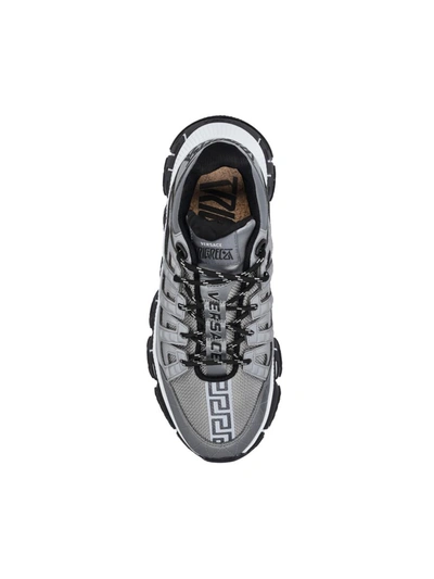Shop Versace Sneakers In Silver + Black