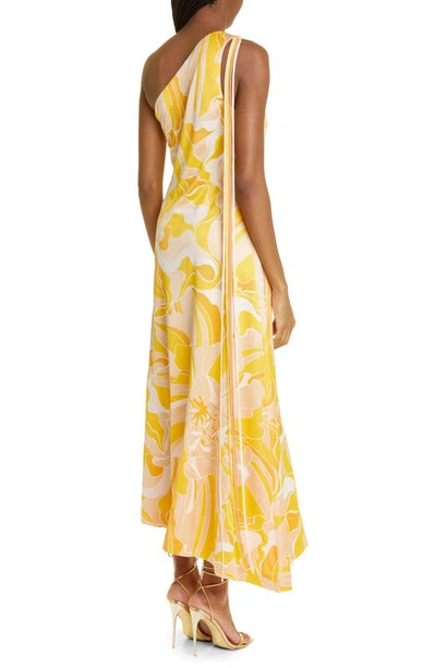 Alexis Brave One-shoulder Tie Printed Midi Dress In Sunlight