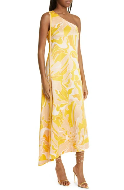 Alexis Brave One-shoulder Tie Printed Midi Dress In Sunlight