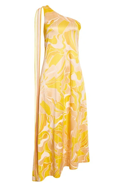 Alexis Brave One-shoulder Tie Printed Midi Dress In Sunlight