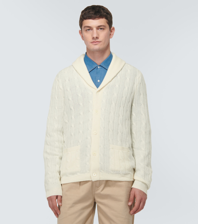 Shop Polo Ralph Lauren Cable-knit Cashmere Cardigan In White