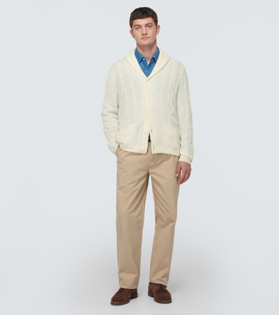 Shop Polo Ralph Lauren Cable-knit Cashmere Cardigan In White