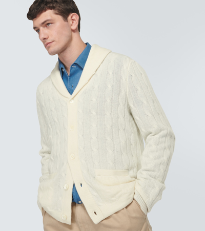 Shop Polo Ralph Lauren Cable-knit Cashmere Cardigan In White