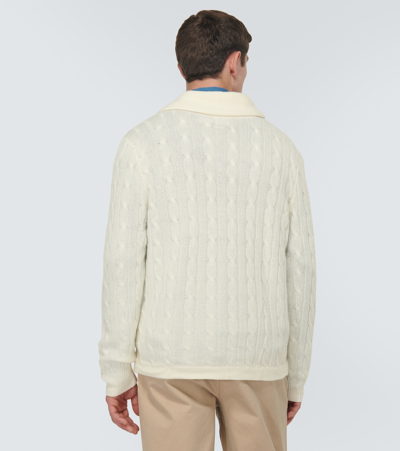 Shop Polo Ralph Lauren Cable-knit Cashmere Cardigan In White