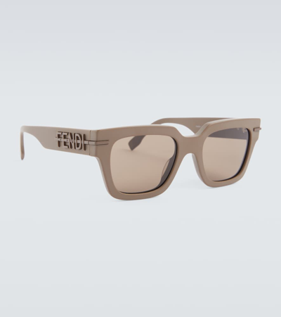 Shop Fendi Square Sunglasses In Brown