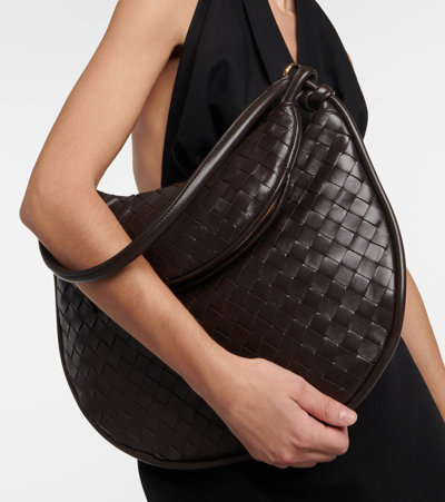 Shop Bottega Veneta Gemelli Large Leather Shoulder Bag In Brown