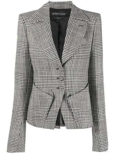 Shop Tom Ford Houndstooth-pattern Single-breasted Blazer In Grey
