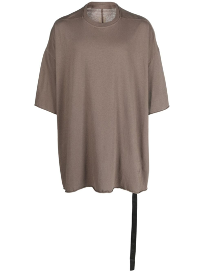 Shop Rick Owens Drkshdw Short-sleeve Drawstring-hem Cotton T-shirt In Brown
