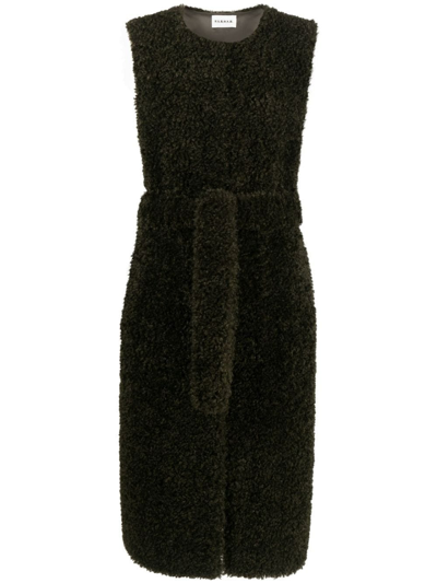 Shop P.a.r.o.s.h Perform Sleeveless Faux-fur Coat In Green
