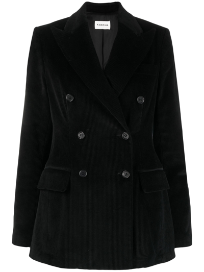 Shop P.a.r.o.s.h Double-breasted Corduroy Blazer In Nero