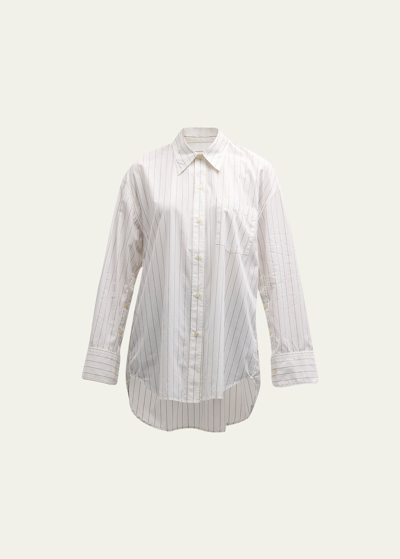 Shop Citizens Of Humanity Cocoon Oversized Stripe Button-front Shirt In Bitter Chocolate