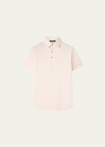 Shop Loro Piana Men's Cotton Pique Polo Shirt In 303i Light Baby R