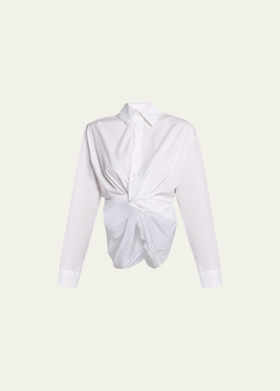 Shop Christopher Esber Tempest Twisted Button-front Shirt In White