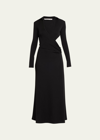 Shop Christopher Esber Archer Interlock Fran Cutout Wrap Dress In Black