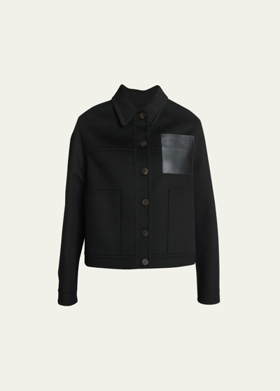 Shop Loewe Cashmere Blend Workwear Jacket With Anagram Pocket In Black