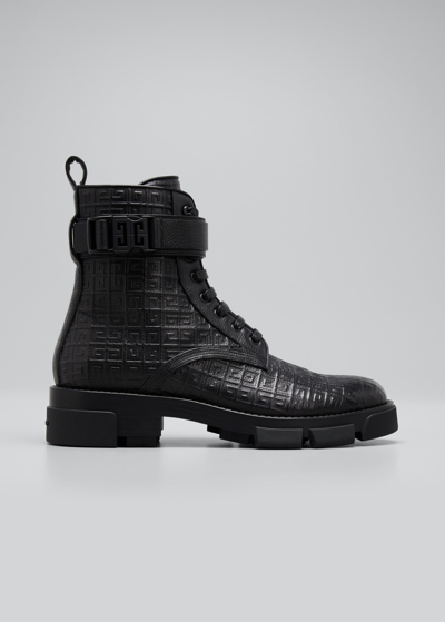 Shop Givenchy Terra 4g Leather Lace-up Combat Boots In Black