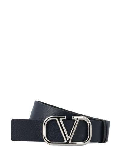 Shop Valentino Garavani Belts In Black/marine