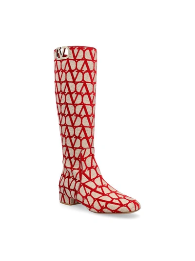 Shop Valentino Garavani Boots In Natural/red