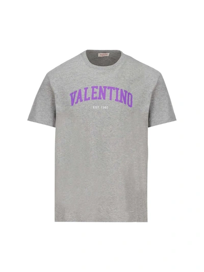 Shop Valentino T-shirt And Polo Shirt In Gray/purple