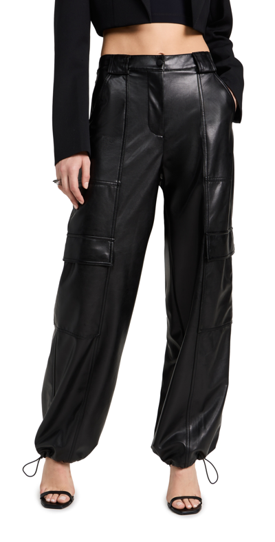 Shop Simkhai Luxe Vegan Leather Cargo Pants Black