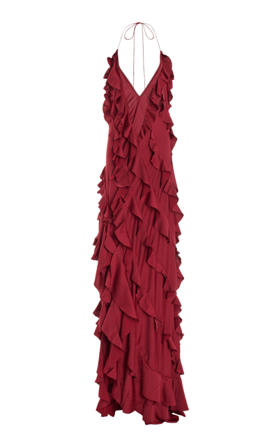 Shop Anna October Exclusive Renata Ruffled Maxi Dress In Red