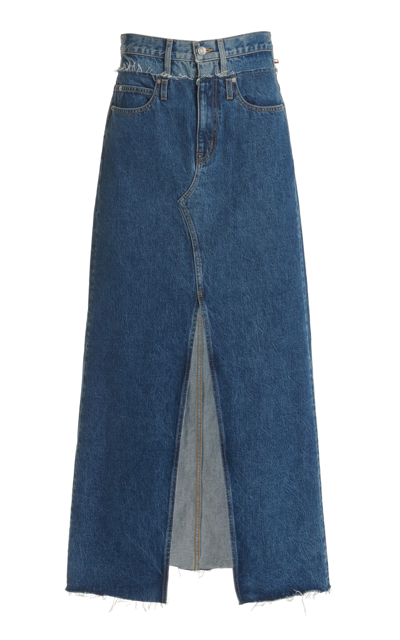 Shop Slvrlake Dallas Reworked Denim Maxi Skirt In Blue