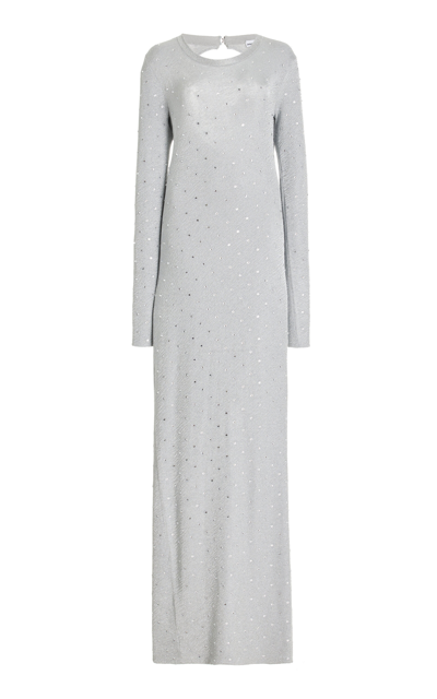 Shop Rabanne Embellished Knit Maxi Dress In Silver