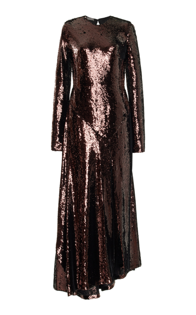 Shop Philosophy Di Lorenzo Serafini Sequined Gown In Brown