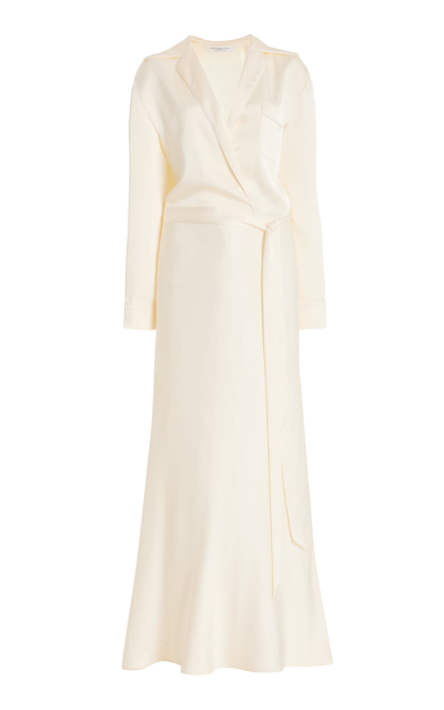 Shop Philosophy Di Lorenzo Serafini Belted Charmeuse Maxi Robe Dress In Ivory