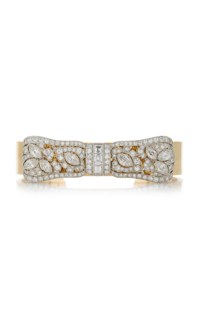 Shop Stephen Russell One-of -a-kind Platinum And 18k Yellow Gold Diamond Edwardian Bow Bracelet