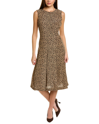 St John Spotted Leopard Silk Dress In Black