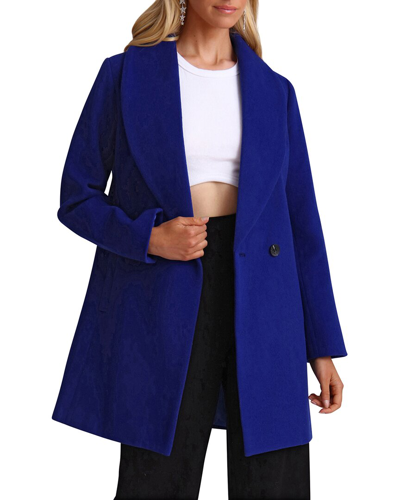 Shop Avec Les Filles Twill Wool-blend Shawl Collar Coat In Blue