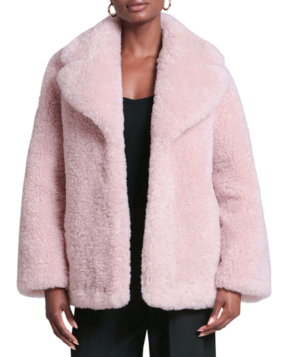 Shop Avec Les Filles Teddy Notch Collar Coat In Pink