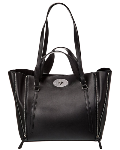 Shop Mulberry Bayswater Small Leather Tote In Black