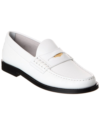 Shop Burberry Leather Penny Loafer In White