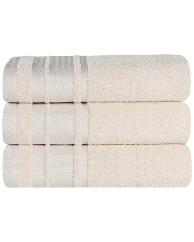 Shop Superior Set Of 3 Zero Twist Cotton Dobby Border Plush Soft Absorbent Bath  Towels